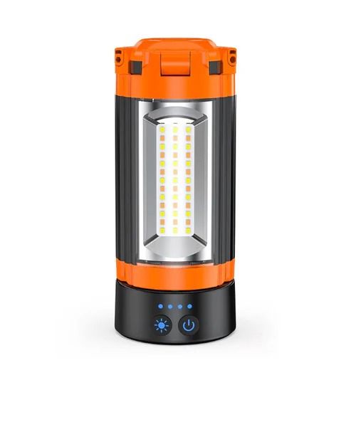 Orange and black portable lantern on a white background
