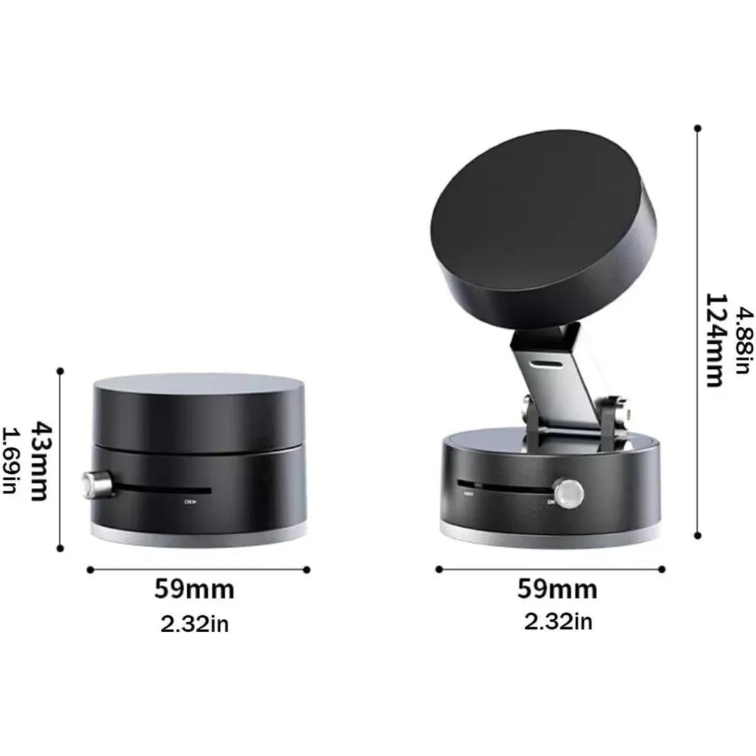 Strong vacuum suction base of magnetic phone holder attached to smooth surface
