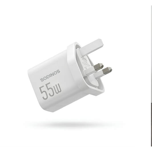 55W GaN Fast Charger White | PD 30W + QC3.0 Dual USB Travel Adapter | USB-C & USB-A Fast Charging Wall