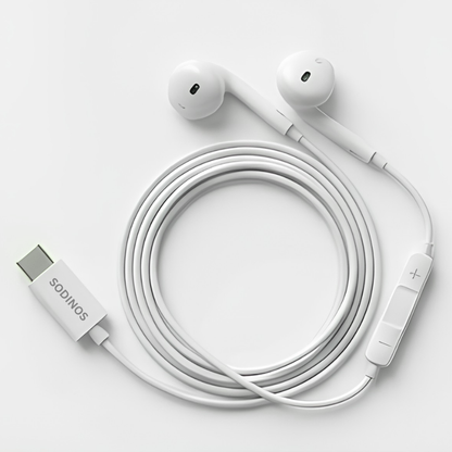 USB-C Wired Earphones with Microphone Hi-Fi Stereo Sound Noise Isolation Earbuds for Smartphones Tablets