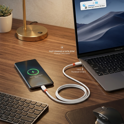 60W USB-C to USB-C Fast Charging Cable 1M – High Speed Data Sync, Durable Anti-Tangle Power Cable
