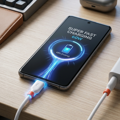 60W USB-C to USB-C Fast Charging Cable 1M – High Speed Data Sync, Durable Anti-Tangle Power Cable