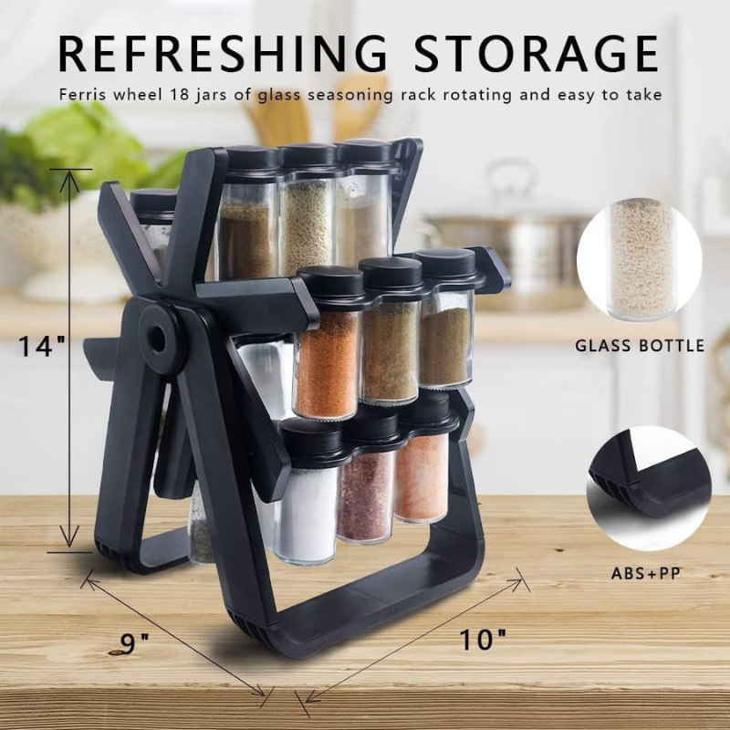 Rotating Kitchen Spice Organizer 18 Jars