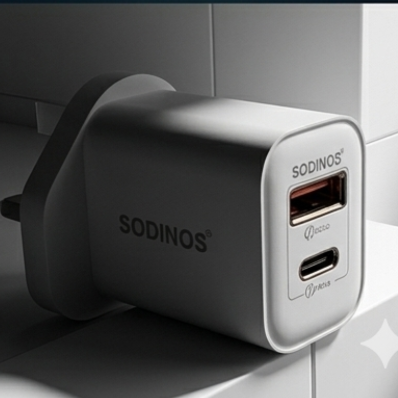55W GaN Fast Charger White | PD 30W + QC3.0 Dual USB Travel Adapter | USB-C & USB-A Fast Charging Wall