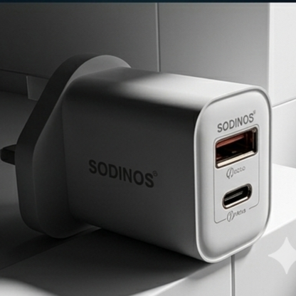 55W GaN Fast Charger White | PD 30W + QC3.0 Dual USB Travel Adapter | USB-C & USB-A Fast Charging Wall