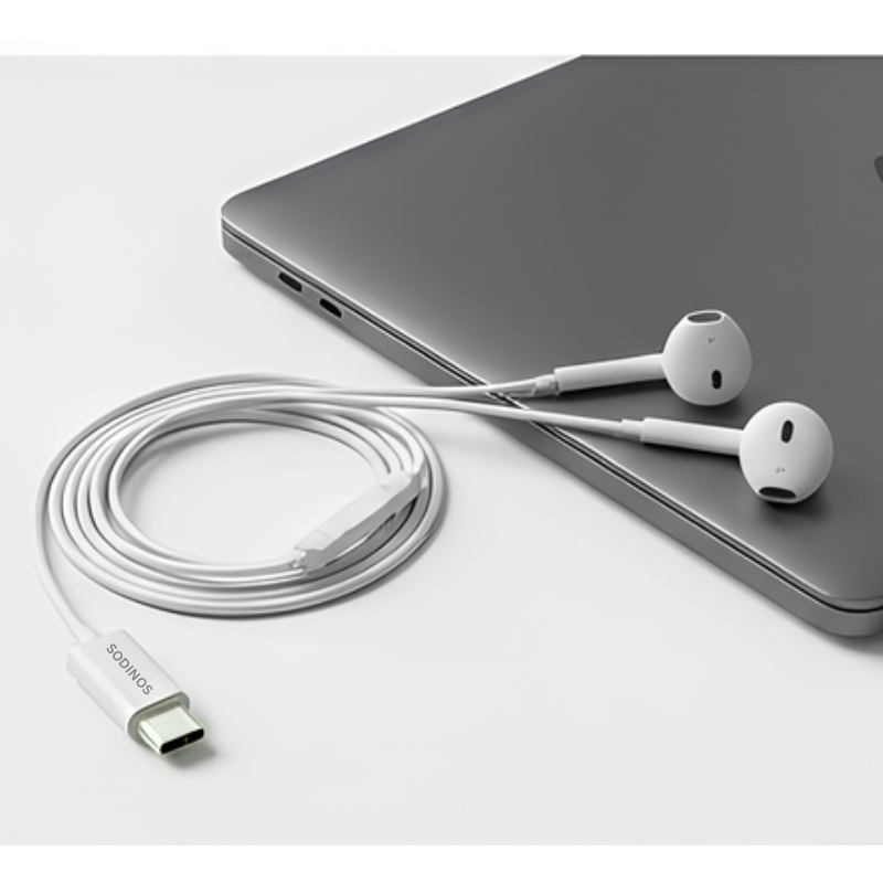 USB-C Wired Earphones with Microphone Hi-Fi Stereo Sound Noise Isolation Earbuds for Smartphones Tablets
