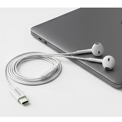USB-C Wired Earphones with Microphone Hi-Fi Stereo Sound Noise Isolation Earbuds for Smartphones Tablets