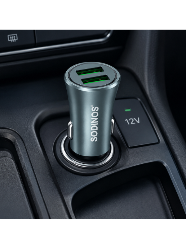 Dual USB Car Charger 2.4A Fast Charging Car Adapter for iPhone, Samsung & Android Devices