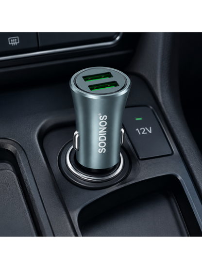 Dual USB Car Charger 2.4A Fast Charging Car Adapter for iPhone, Samsung & Android Devices