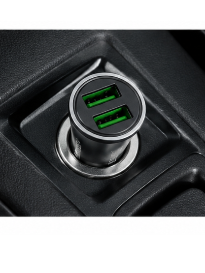 Dual USB Car Charger 2.4A Fast Charging Car Adapter for iPhone, Samsung & Android Devices