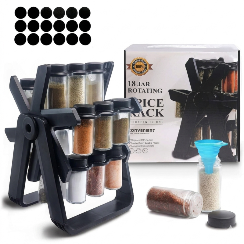 Rotating Kitchen Spice Organizer 18 Jars