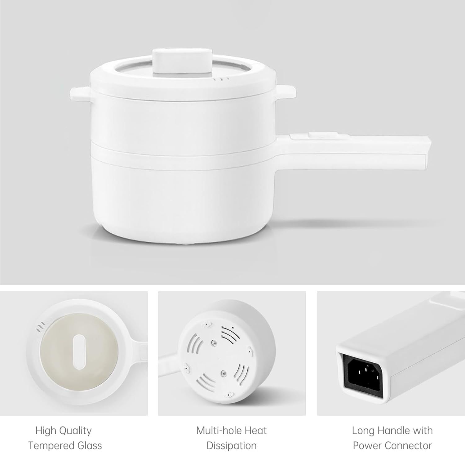 White ceramic pot with features highlighted on a gray background