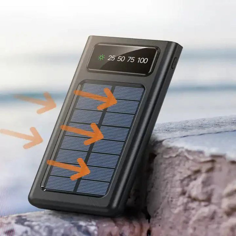 Emergency solar power bank with flashlight 