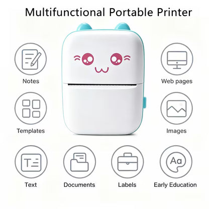 Mini Smart Pocket Inkless Thermal Printer Wireless  for Labels, Receipts, Photos, Notes.