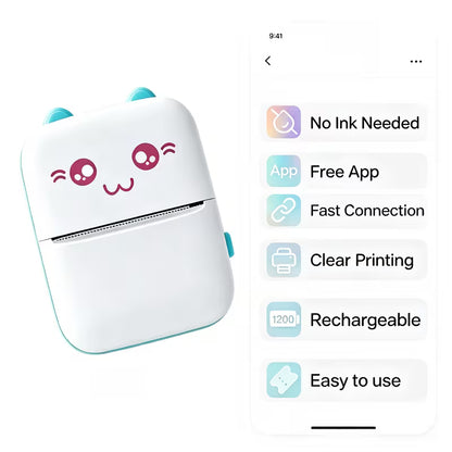 Mini Smart Pocket Inkless Thermal Printer Wireless  for Labels, Receipts, Photos, Notes.