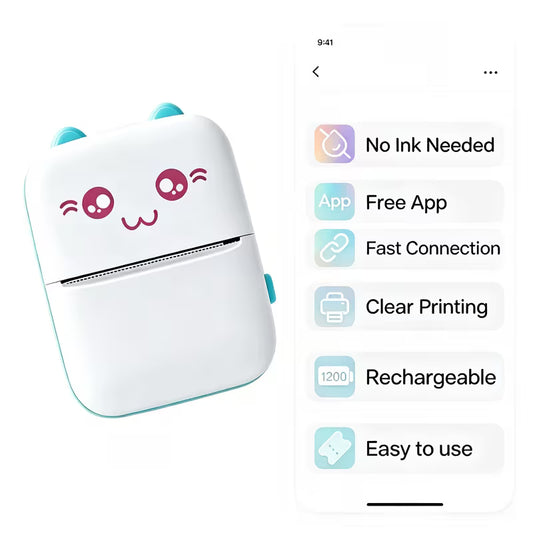 Mini Smart Pocket Inkless Thermal Printer Wireless  for Labels, Receipts, Photos, Notes.