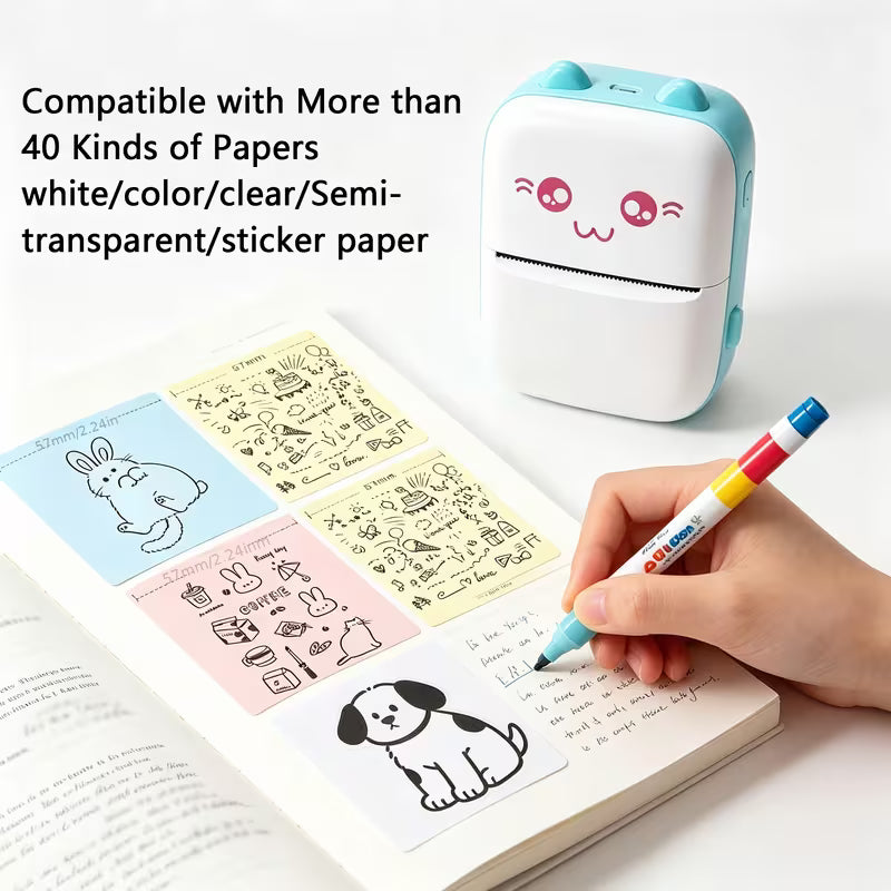 Mini Smart Pocket Inkless Thermal Printer Wireless  for Labels, Receipts, Photos, Notes.