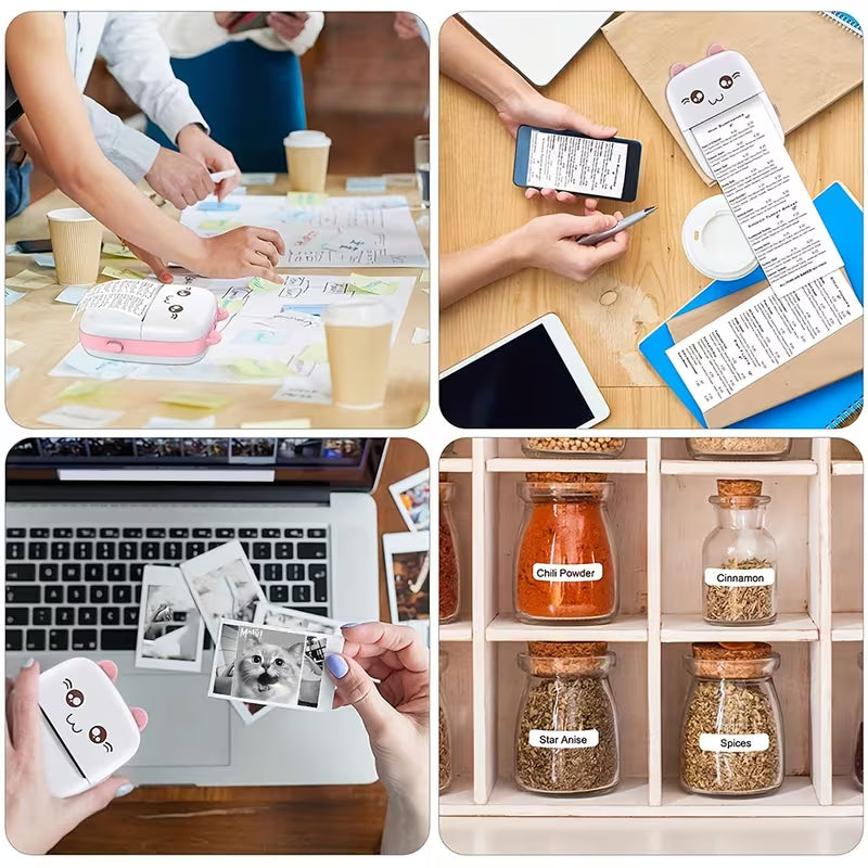 Mini Smart Pocket Inkless Thermal Printer Wireless  for Labels, Receipts, Photos, Notes.
