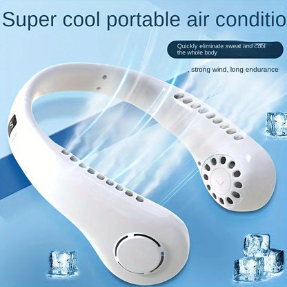 Safe bladeless neck fan design with hair protection and airflow vents
