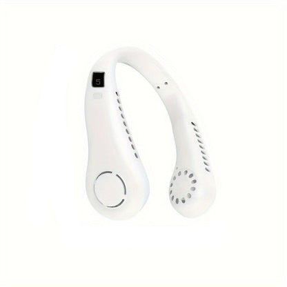 USB rechargeable neck hanging fan with portable charging support