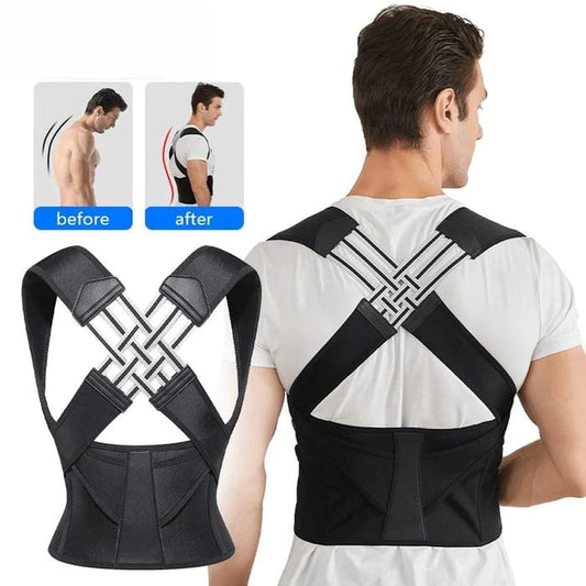 Back view of posture corrector belt highlighting spine and shoulder alignment support