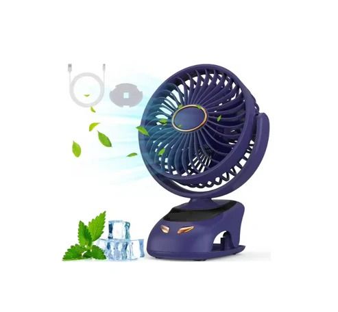 Blue portable fan with a white background