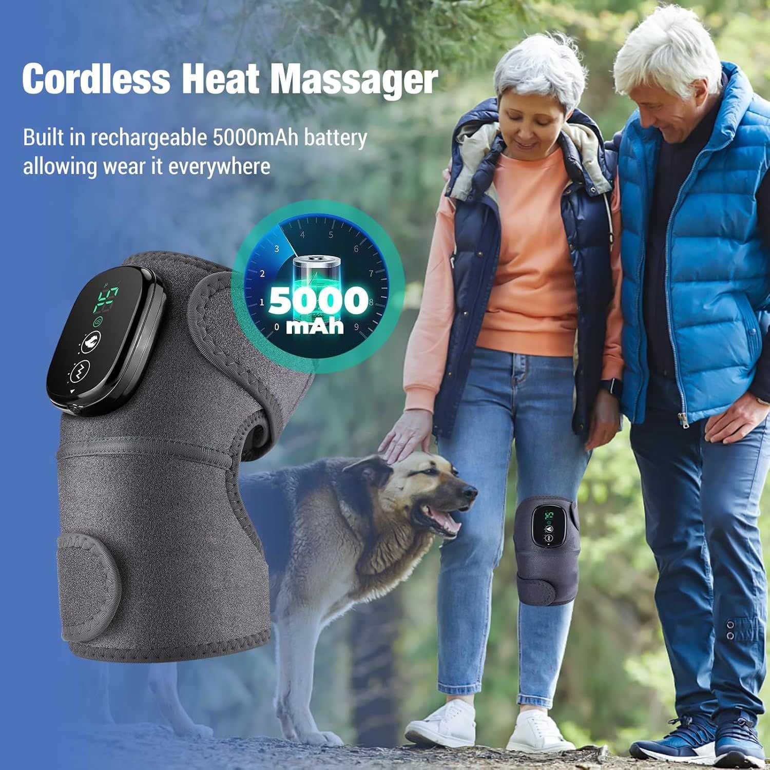 Portable knee heating pad massage device 